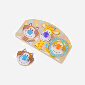 TRYX Puzzle Bois Safari MLD13439 : 4 Pièces, Animaux, Boutons Facilitant la Prise en Main, Multicolore, Dès 1 an, Usage Intérieur, Plateau Bois - Miniature 3