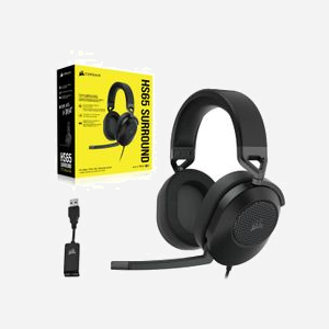 Casque Corsair HS65 SURROUND avec son Dolby Audio 7.1, transducteurs 50mm néodyme, micro omnidirectionnel, structure aluminium, compatible PC/Mac via USB ou jack 3.5mm - Miniature 4