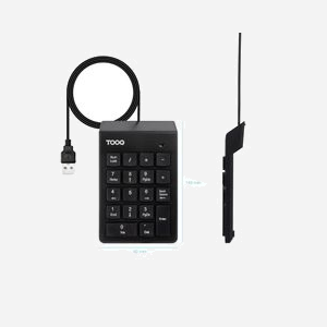 TooQ TQK-2001-B clavier USB filaire à membrane 19 touches 1,3 m noir pour bureau - Miniature 2