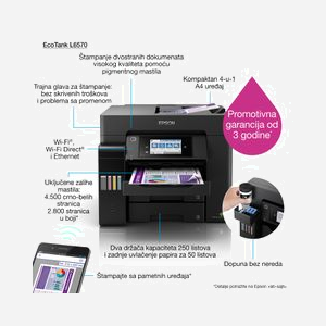 Epson EcoTank L6570 Imprimante laser couleur 1200 x 2400 DPI 21 ppm WiFi numérisation télécopie noire - Miniature 5
