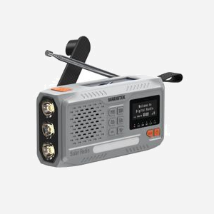 Marmitek RESQ 100 Radio DAB+/FM Bluetooth 5.3 4500mAh USB-C panneau solaire manivelle IPX3 SOS lampe powerbank