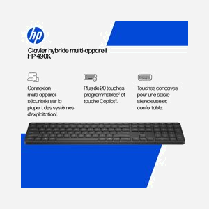 HP Clavier hybride multi-appareil 490K BD5F4AA#ABB avec connectivité sécurisée et raccourcis intelligents - Miniature 1