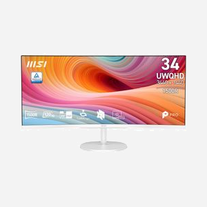 MSI Pro MP341CQW E12 écran 34" UltraWide Quad HD 3440x1440 4ms 21:9 178° VESA haut-parleurs intégrés blanc