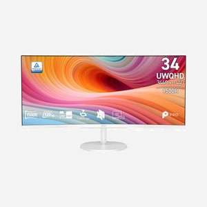 MSI Pro MP341CQW E12 écran 34" UltraWide Quad HD 3440x1440 4ms 21:9 178° VESA haut-parleurs intégrés blanc - Miniature 3