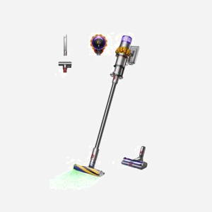 Dyson V15 Detect Absolute Aspirateur-balai 2 en 1 sans sac HEPA batterie 60 min acier inoxydable avec têtes De-tangling Motorbar et Fluffy Optic