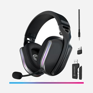Oniverse Casque Gaming Polaris sans fil Eclipse Black multiplateforme 33h autonomie Bluetooth USB 2.4GHz filaire LED - Miniature 1
