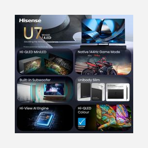 Hisense 55U7SE 55" 4K Ultra HD Smart TV DLED Mini LED 3840x2160 6ms 16:9 DVB-S2/T2/C Wifi Ethernet Noir - Miniature 2