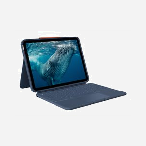Logitech Rugged Combo 4c Touch clavier QWERTZ Allemand avec trackpad Smart Connector pour iPad 10e gen iPadOS bleu
