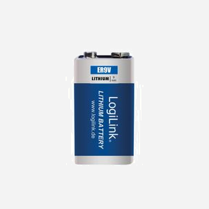 Pile LogiLink ER9VLIB 9V Lithium usage unique 17x26x48.8mm en boîte avec crochet