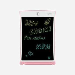 Tablette d'écriture LCD LogiLink AA0180 8.5 pouces pour enfants rose avec batterie CR2016 220x146x4.7mm
