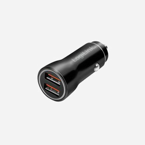 Chargeur auto LogiLink PA0285 USB double port 12-24V charge rapide universel allume-cigare noir