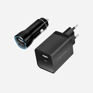 Chargeur LogiLink PA0300 universel 4 ports USB 2.0 et USB-C charge rapide 3A secteur et allume-cigare noir