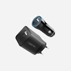 Chargeur LogiLink PA0300 universel 4 ports USB 2.0 et USB-C charge rapide 3A secteur et allume-cigare noir - Miniature 2