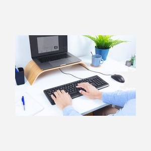 Clavier Trust Primo filaire USB taille réelle avec souris incluse disposition QWERTZ allemand noir pour bureau - Miniature 3