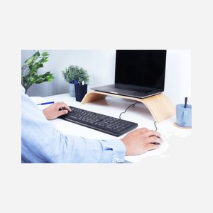Clavier Trust Primo filaire USB taille réelle avec souris incluse disposition QWERTZ allemand noir pour bureau - Miniature 5