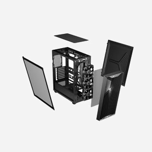 Boîtier Corsair 3200D RS Midi Tower ATX noir 3 ventilateurs 120mm alimentation bas 219x458x495mm support 3.5"/2.5" - Miniature 3