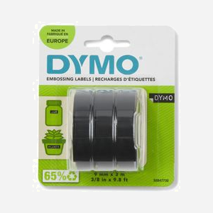 DYMO Rubans de Marquage 3D S0847730 9mm x 3m vinyle noir impression blanche relief lot de 3 étiquettes - Miniature 2