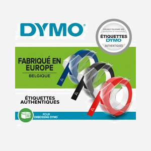 DYMO Rubans de Marquage 3D S0847730 9mm x 3m vinyle noir impression blanche relief lot de 3 étiquettes - Miniature 3