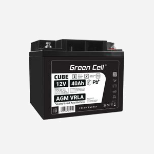 Batterie Green Cell AGM12V40AH-J 12V 40Ah Sealed Lead Acid VRLA pour onduleur 197x165mm 12kg