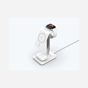 Chargeur sans fil eSTUFF ES638310 magnétique 3-en-1 15W MagSafe iPhone 12-16 Apple Watch AirPods QI2 aluminium - Miniature 3
