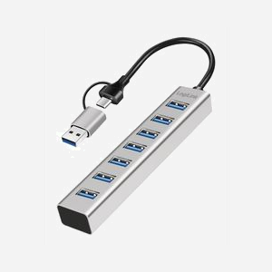 Hub USB LogiLink UA0441 USB 3.2 Gen 1 Type-A et Type-C 5000 Mbit/s aluminium gris compatible MacOS Android iOS