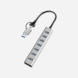 Hub USB LogiLink UA0441 USB 3.2 Gen 1 Type-A et Type-C 5000 Mbit/s aluminium gris compatible MacOS Android iOS - Miniature 2