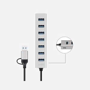 Hub USB LogiLink UA0441 USB 3.2 Gen 1 Type-A et Type-C 5000 Mbit/s aluminium gris compatible MacOS Android iOS - Miniature 3