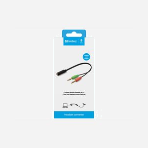 Adaptateur Sandberg 508-67 convertisseur casque mobile vers PC double connecteur jack 3.5mm audio et microphone - Miniature 2