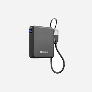 Batterie externe Sandberg Nano Powerbank 5000 mAh Li-Ion 20W USB-C avec câble intégré et affichage digital noir - Miniature 2