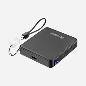 Batterie externe Sandberg Nano Powerbank 5000 mAh Li-Ion 20W USB-C avec câble intégré et affichage digital noir - Miniature 3