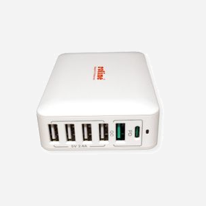Chargeur ROLINE 19.11.1055 universel 100-240V 4x USB 2.0 1x USB-C charge rapide câble 1,2m blanc - Miniature 3