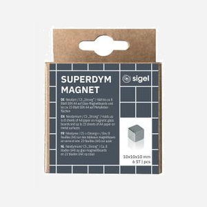 Aimants Sigel BA192 néodyme cube 10x10x10mm argent pour loisirs créatifs set de 6 pièces en boîte