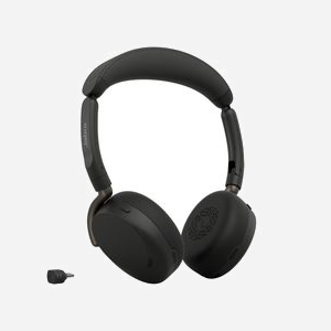 Casque sans fil Jabra Evolve3 65 Flex Bluetooth USB Type-C réduction de bruit adaptative IA arceau pliable noir - Miniature 2