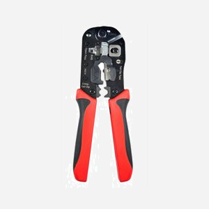 Pince à sertir Lanview LVN125457 pour connecteurs RJ45 Cat6A UTP/STP avec fonction dénudage et coupe rouge