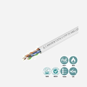 Câble réseau Lanview LVN122114 Cat6 U/UTP 305m blanc rond LSZH 4x2 conducteurs PE ISO/IEC 11801 - Miniature 3