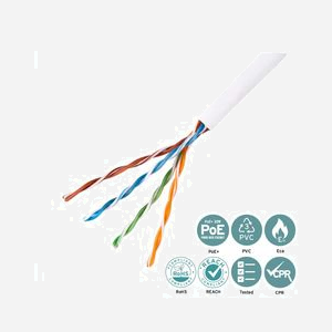 Câble réseau Lanview LVN122004 Cat5e U/UTP 305m blanc 4 paires torsadées conducteurs PE conforme ISO/IEC 11801 - Miniature 2
