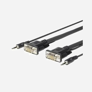 Câble Vivolink PROVGAMCS1.8 VGA (D-Sub) + Audio Jack 3.5mm 1.8m connecteurs micro-moulés noir - Miniature 1
