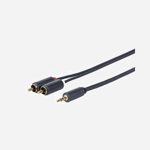 Câble audio Vivolink PROMJRCA15 Jack 3.5mm vers 2x RCA 15m blindage aluminium connecteurs plaqués or noir - Miniature 1