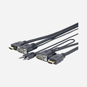 Câble adaptateur Vivolink PROVGAHDMIFLY3 3m HDMI 4K@60Hz vers VGA 1920x1200@60Hz avec audio jack 3.5mm noir