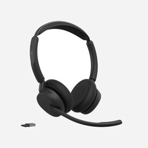 Casque Jabra Evolve3 45 sans fil Bluetooth USB Type-A arceau bureau 3 microphones perche ajustable noir - Miniature 2