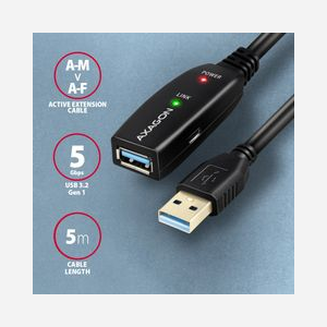 Câble extension USB actif Axagon ADR-305 USB 3.2 Gen 1 Type-A mâle vers Type-A femelle 5m 5Gbit/s noir - Miniature 3