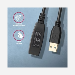 Câble extension USB actif Axagon ADR-305 USB 3.2 Gen 1 Type-A mâle vers Type-A femelle 5m 5Gbit/s noir - Miniature 4