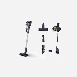 Aspirateur balai Samsung VS15A60AGR5 sans sac 0,8L batterie Li-Ion 410W technologie multi-cyclonique noir argent - Miniature 1