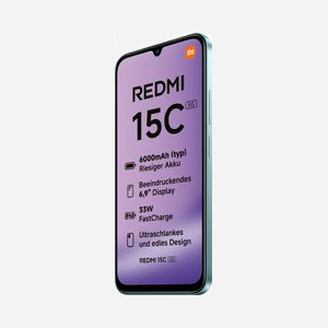 Smartphone Xiaomi Redmi 15C 6.9" 5G MediaTek Dimensity 6300 4GB LPDDR4X 128GB Double caméra 50MP 6000mAh vert - Miniature 4