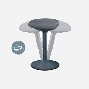 Tabouret ergonomique Leitz Ergo Active 65440089 forme selle réglable 47-64cm mousse double densité gris avec base antidérapante - Miniature 4