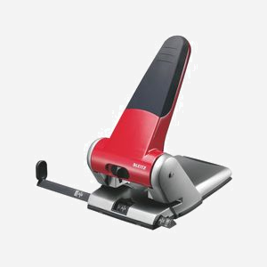 Perforateur Leitz Heavy Duty 5180 capacité 65 feuilles espacement 8cm construction métallique rouge - Miniature 1