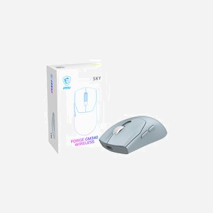 Souris gaming MSI Forge GM340 Wireless Sky ambidextre RF sans fil Bluetooth optique 12000 DPI 6 boutons bleu clair