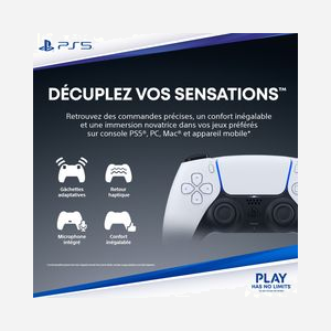 Manette sans fil Sony DualSense Bluetooth/USB avec retour haptique et gâchettes adaptatives pour PlayStation 5, PC, Android, iOS et macOS - Miniature 3
