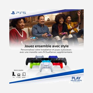 Manette sans fil Sony DualSense Bluetooth/USB avec retour haptique et gâchettes adaptatives pour PlayStation 5, PC, Android, iOS et macOS - Miniature 5