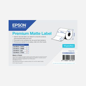 Étiquettes Epson Premium Matte Label prédécoupées 102mm x 51mm rouleau 650 étiquettes adhésif acrylique permanent - Miniature 1